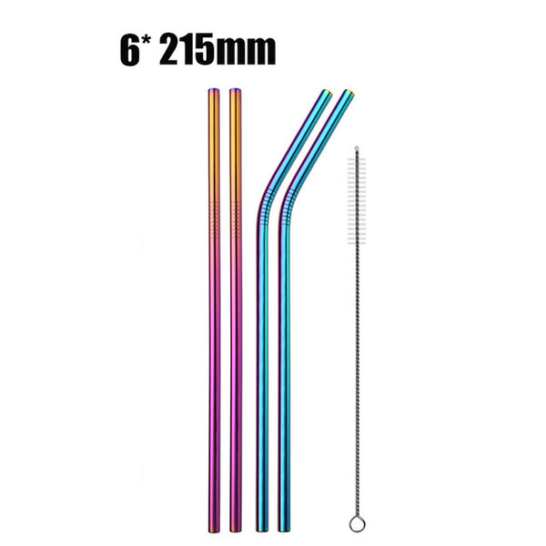 UPORS 4/8Pcs Reusable Drinking Straw High Quality 304 Stainless Steel Metal Straw with Cleaner Brush For Mugs 20/30oz
